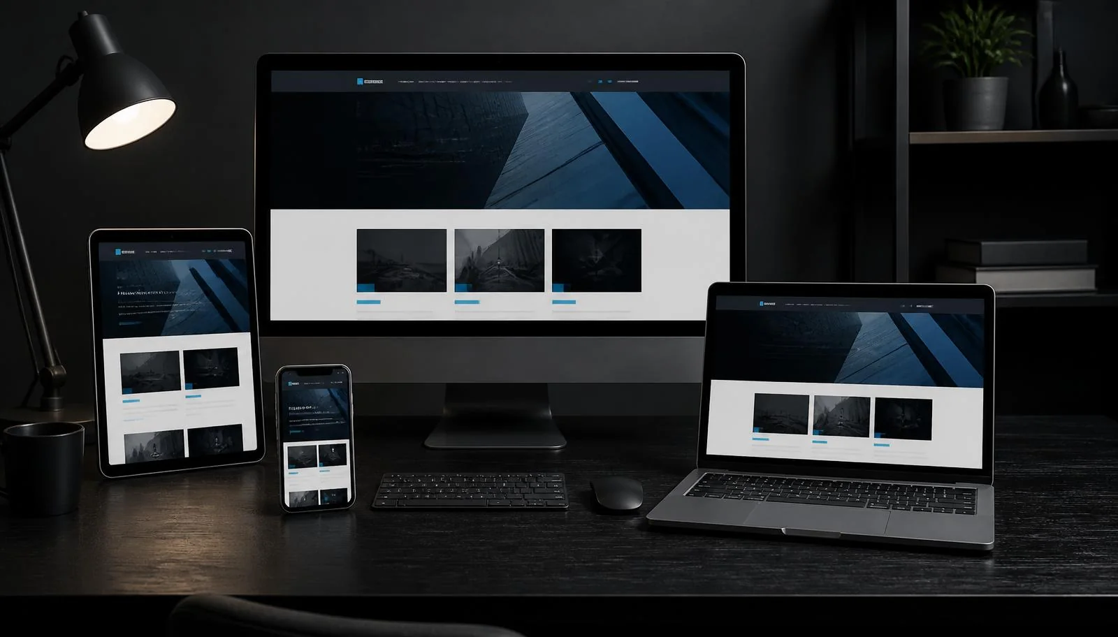 A responsive website tested across desktop, laptop, tablet and phone